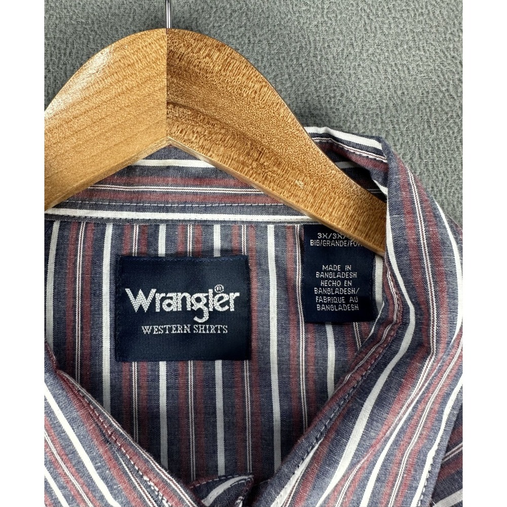 Wrangler Pearl Snap Shirt Mens 3X Big Red Blue Southwestern Navajo Cowboy New - Picture 4 of 6